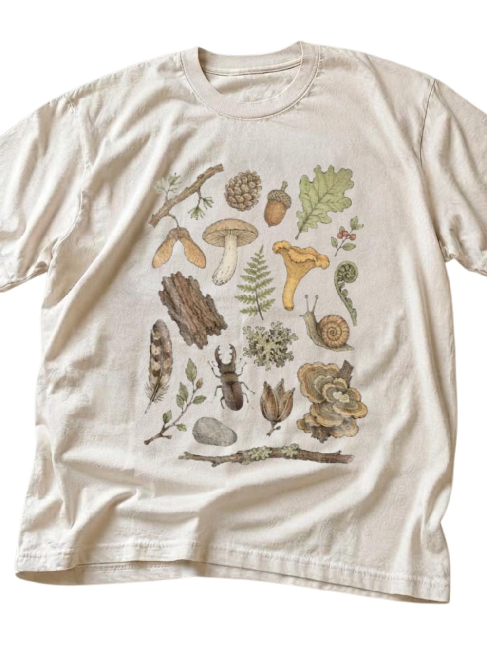 Gildan Cream Nature Graphic Tee - Woodland Elements